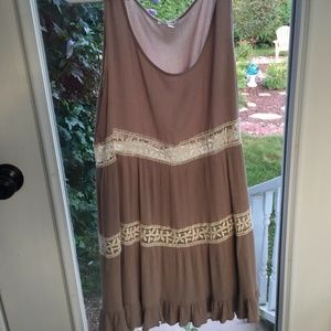 Jodifl Urban Layered Lace Tank Dress - Beige